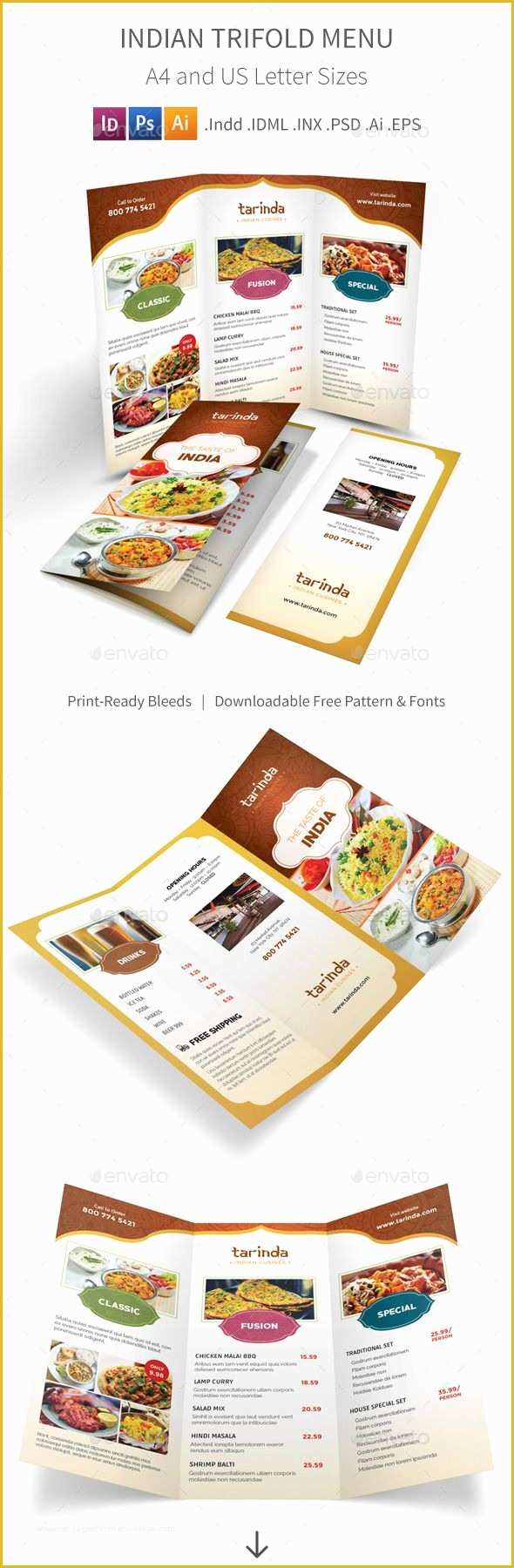 Indian Menu Template Free Of Indian Restaurant Trifold Menu