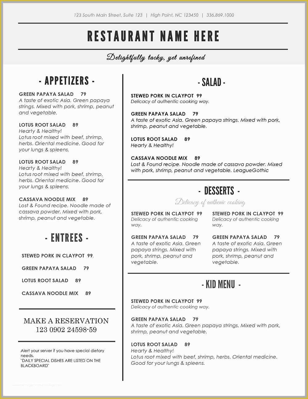 Indian Menu Template Free Of Restaurant Menu Template Word Letter Examples Wordpress