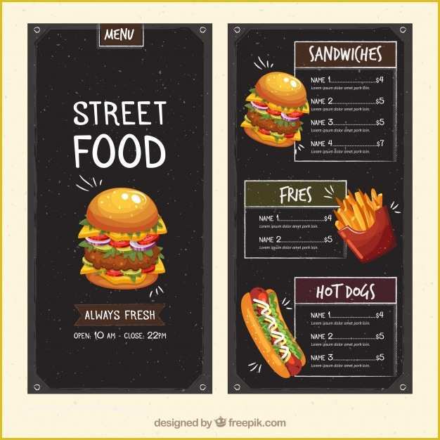 Indian Menu Template Free Of Street Food Menu Template Vector