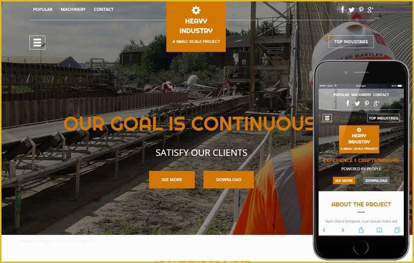 Industrial Responsive Website Templates Free Download Of Heavy Industry A Industrial Category Flat Bootstrap