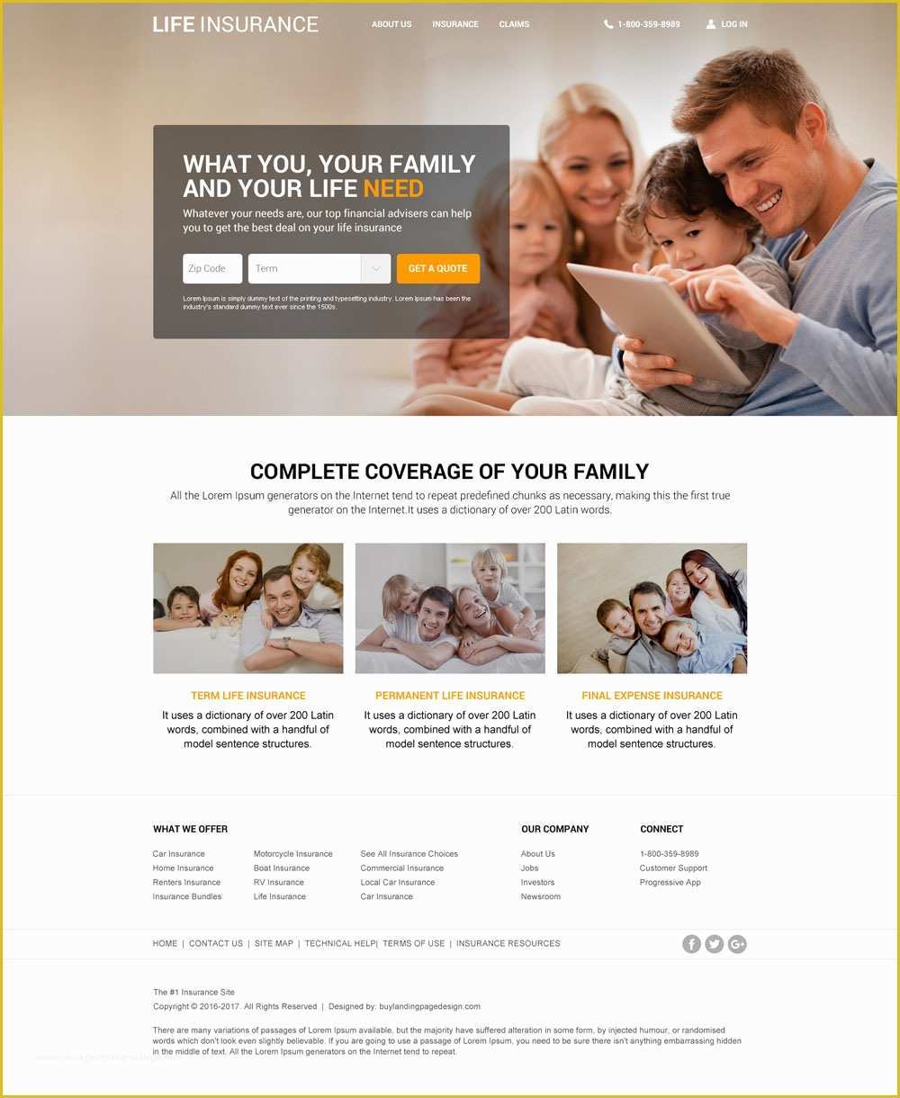 Insurance Responsive Website Template Free Download Of Responsive Life Insurance Website Design for Professional