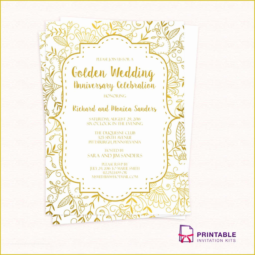 Invitation Card Template Free Of Free Pdf Template Golden Wedding Anniversary Invitation