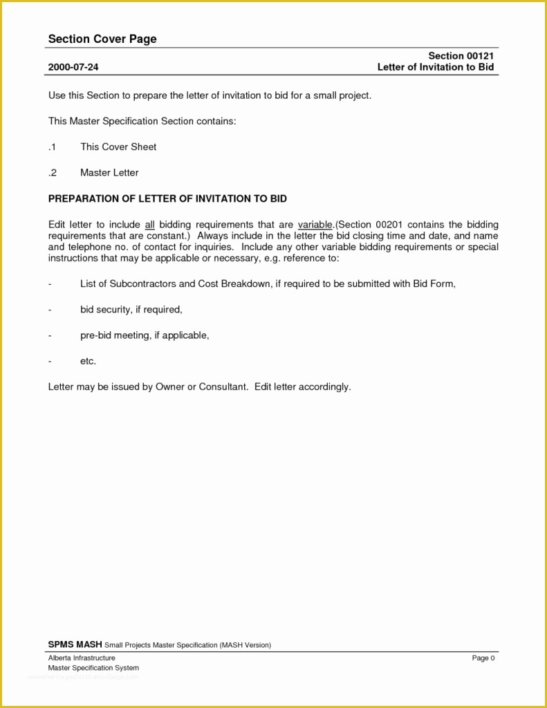 Invitation to Bid Template Free Of 11 12 Sample Construction Bids