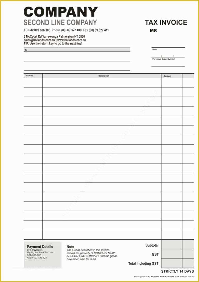 Invoice Book Templates Free Of A4 Tax Invoice Books