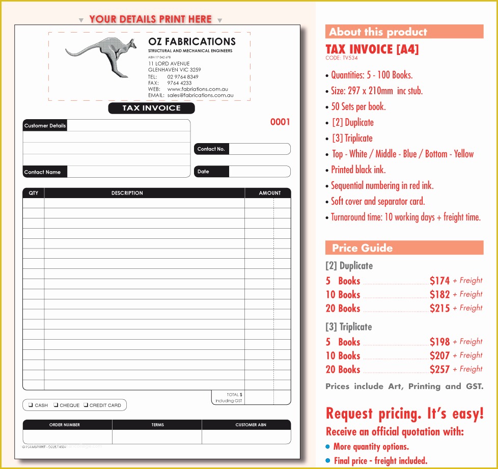 Invoice Book Templates Free Of Tax Invoice Template