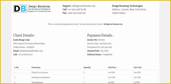 Invoice HTML Template Bootstrap Free Download Of Invoice Template Bootstrap