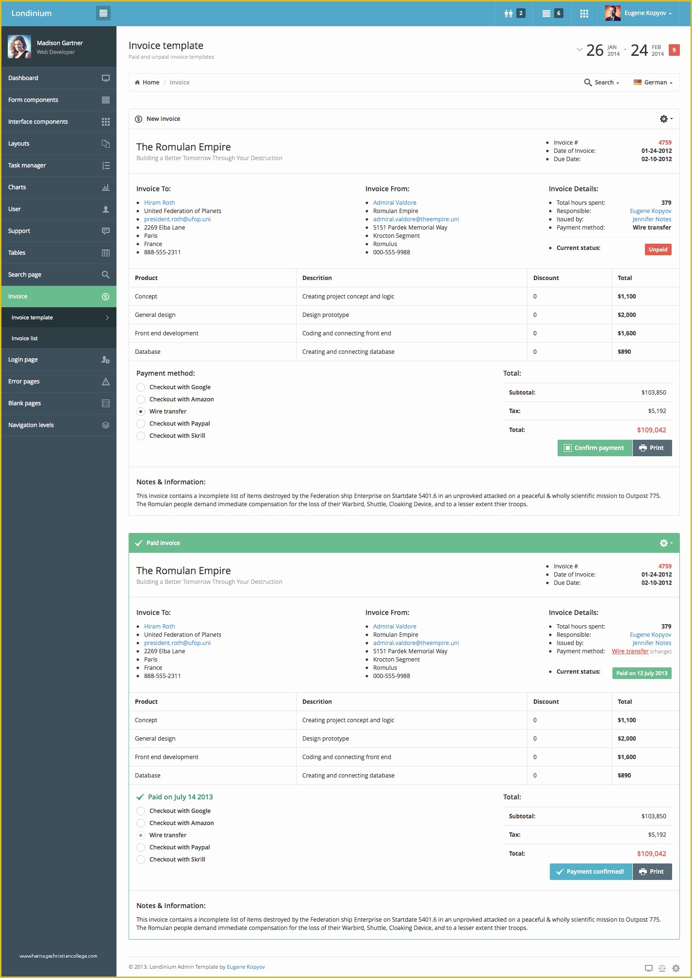 Invoice HTML Template Bootstrap Free Download Of Invoice Template Bootstrap