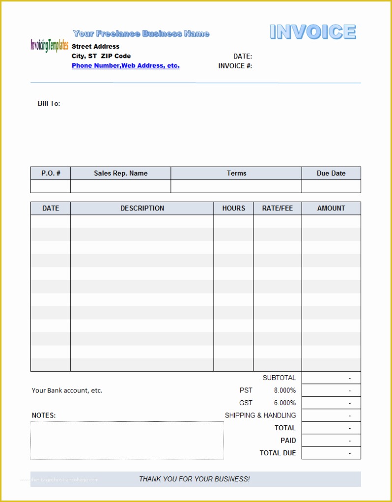 Invoice Template Excel Download Free Of Editable Invoice Template