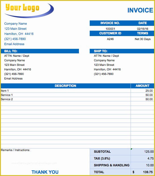 Invoice Template Excel Download Free Of Free Excel Invoice Templates Smartsheet