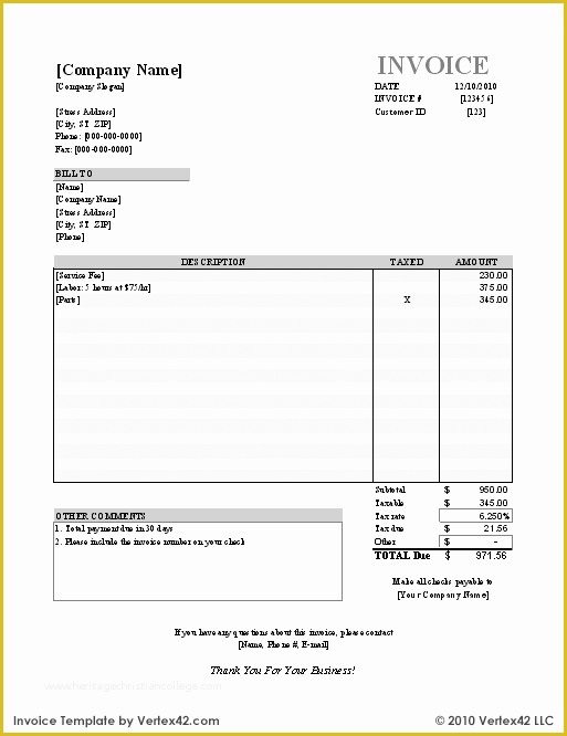 Invoice Template Excel Download Free Of Free Invoice Template for Excel