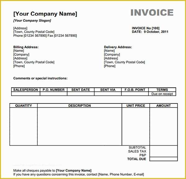 Invoice Template Excel Download Free Of Invoice Template Excel Free