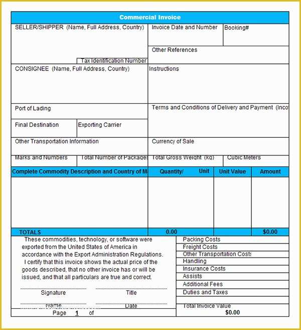 Invoice Template Excel Download Free Of Mercial Invoice Template Excel Free Download