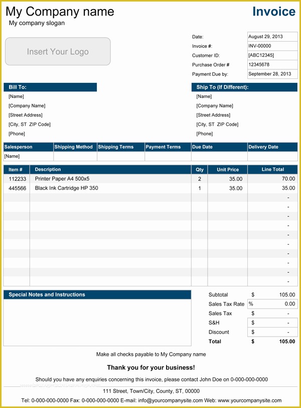 Invoice Template Excel Download Free Of Sales Invoice Template for Excel