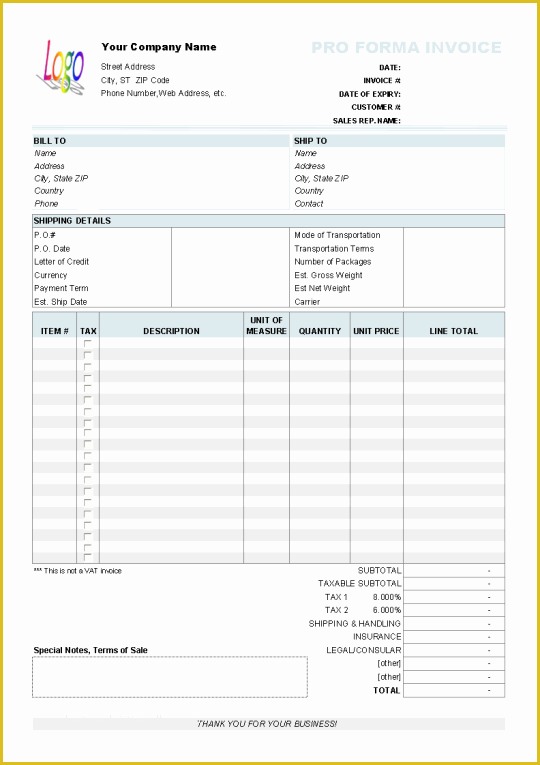 Invoice Template Free Download Windows Of Free Proforma Invoice Template Free and