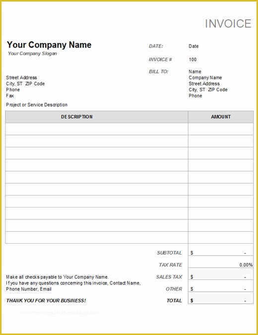 Invoice Template Free Download Windows Of Invoice with Tax Calculation
