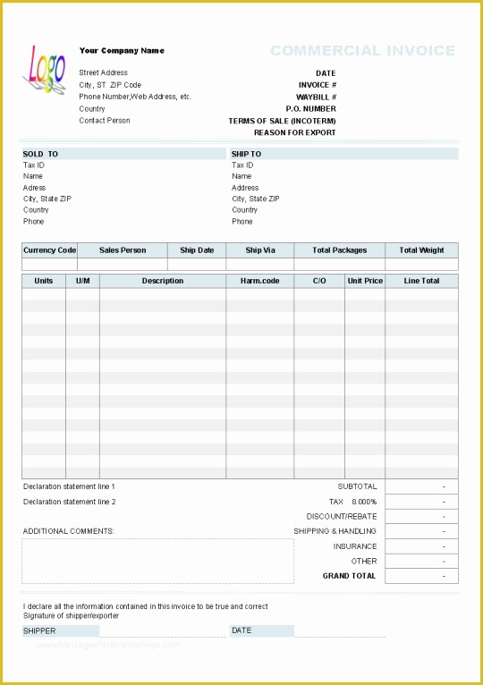 Invoice Template Free Download Windows Of Mercial Invoice Template Free and software