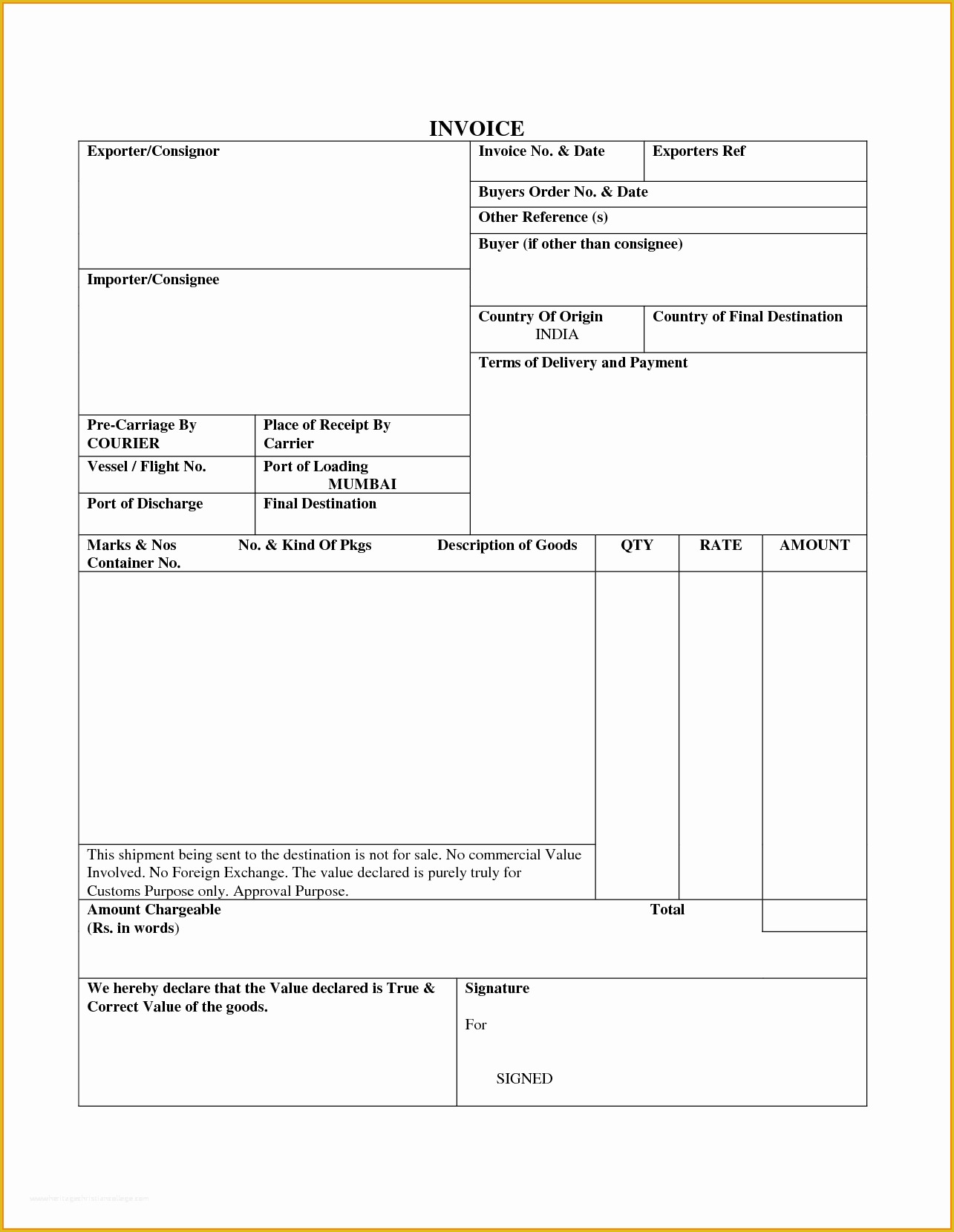 Invoice Templates Printable Free Word Doc Of 9 Courier Bill format In Word