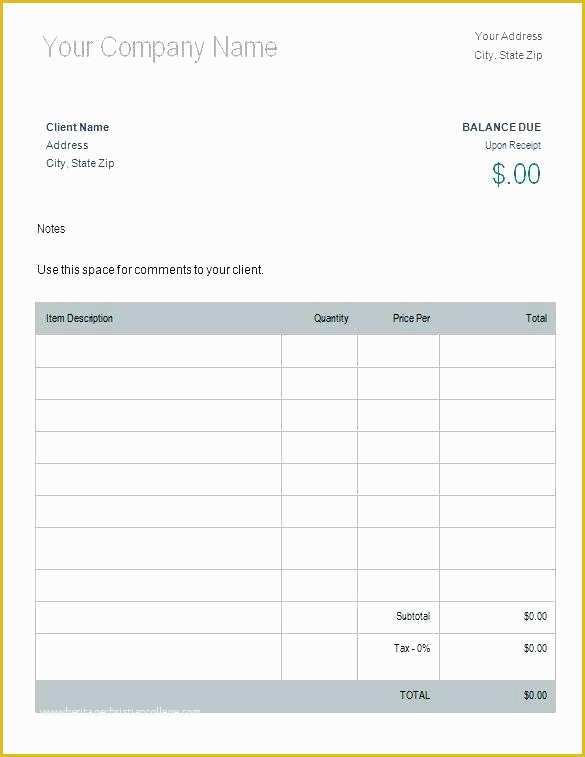 Invoice Templates Printable Free Word Doc Of Blank Invoice Document – thedailyrover