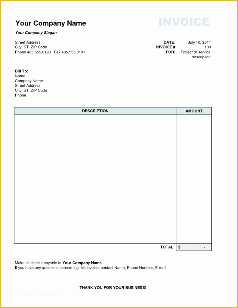 Invoice Templates Printable Free Word Doc Of Personal Invoice Template