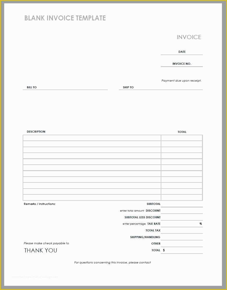 Invoice Templates Printable Free Word Doc Of Print A Blank Invoice Template Pdf Doc Invoices Printable