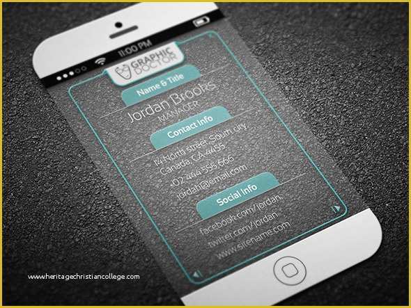 iPhone Business Card Template Free Of iPhone 6 Transparent Business Card Template아이폰 6 투명 명함 템플릿