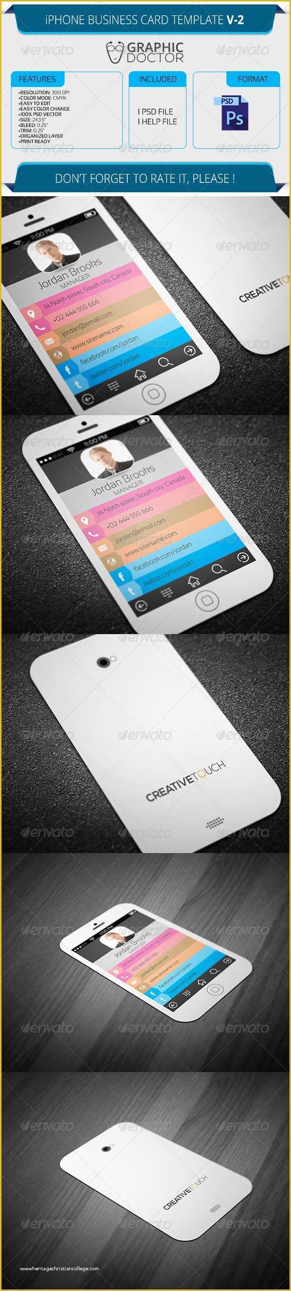 iPhone Business Card Template Free Of iPhone Business Card Template V 2 by Graphicdoctor