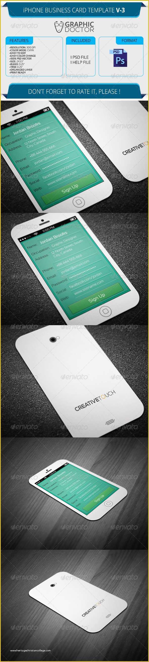 iPhone Business Card Template Free Of iPhone Business Card Template V 3 by Graphicdoctor