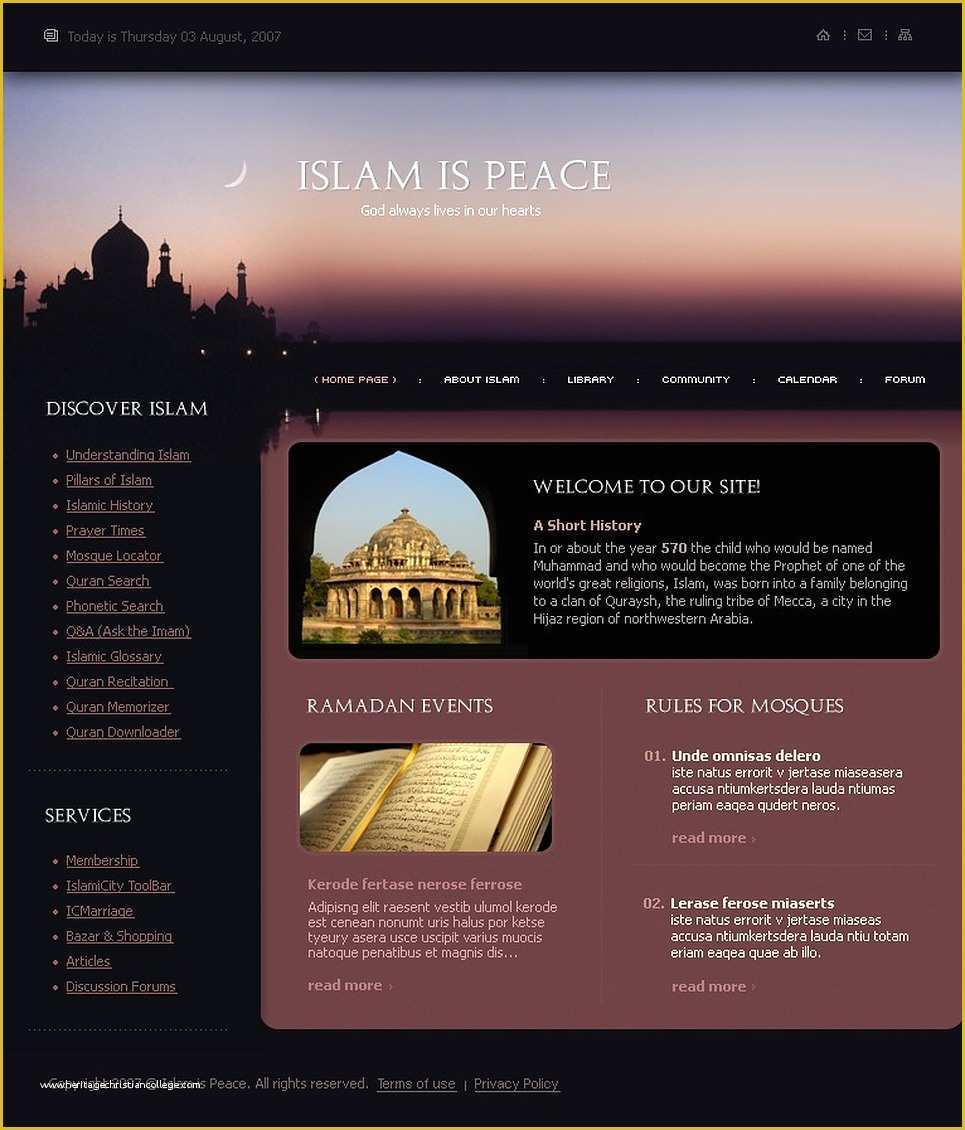 Islamic Website Templates Free Download Of islam Website Template