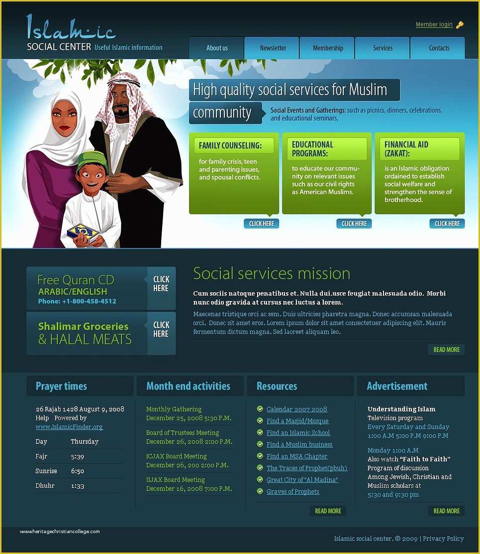 Islamic Website Templates Free Download Of islamic social Center Website Template