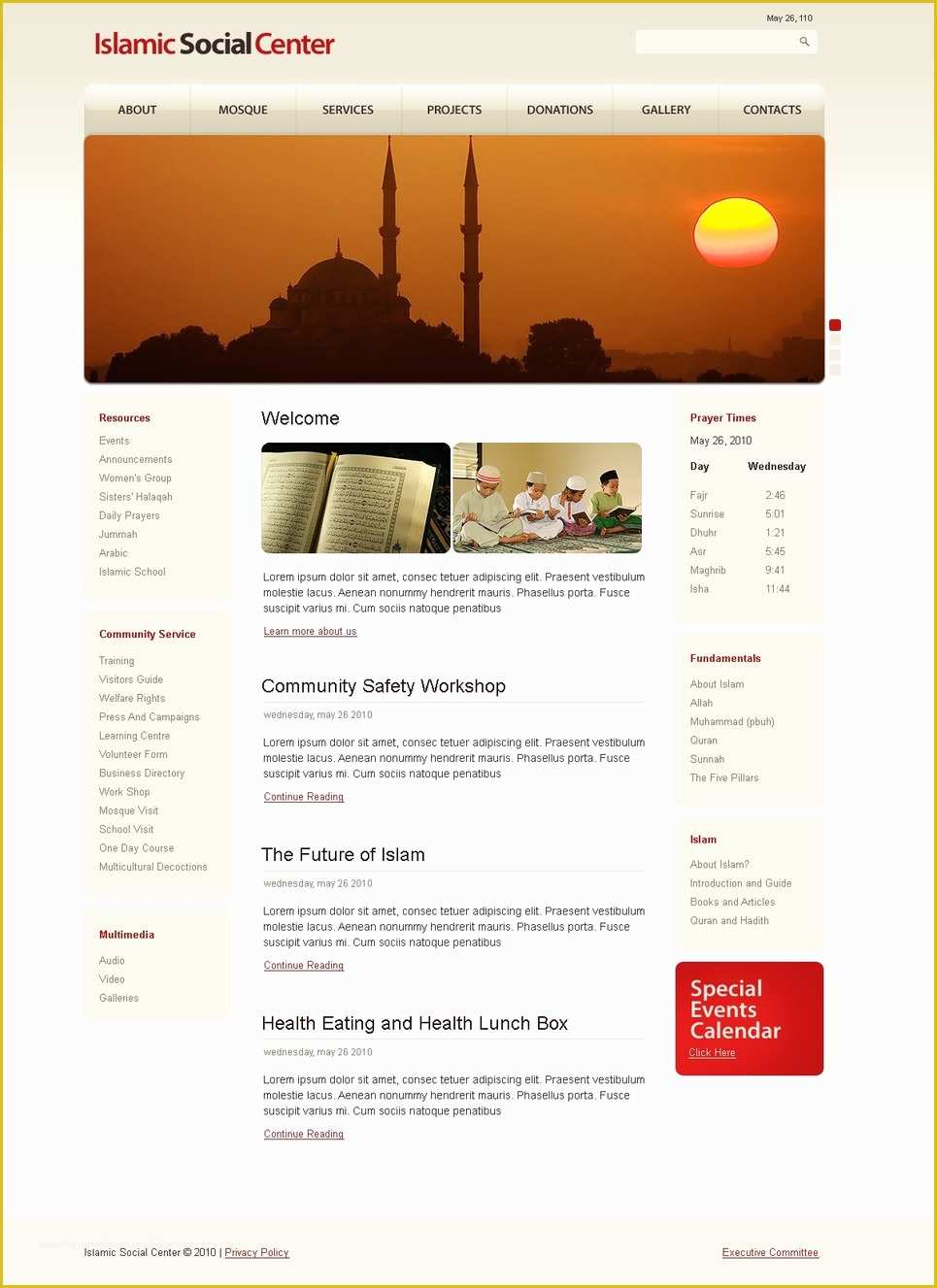 Islamic Website Templates Free Download Of islamic social Center Website Template