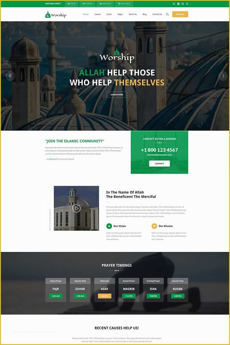 Islamic Website Templates Free Download Of Worship islamic Center Bootstrap HTML Website Template