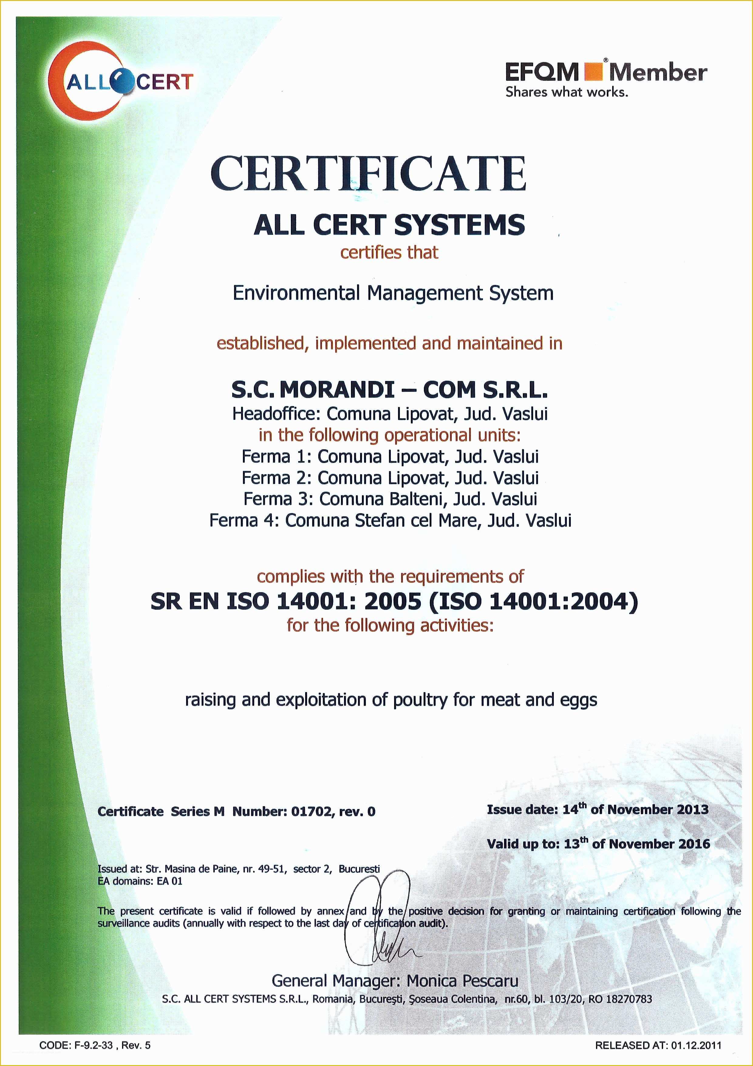 Iso 14001 2015 Template Free Download Of 9 Good Faith Certificate Templates