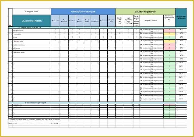 Iso 14001 2015 Template Free Download Of Download Excel Templates Matrix