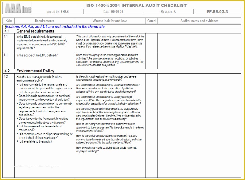 Iso 14001 2015 Template Free Download Of iso 9001 2015 Gap Analysis Checklist Xls Ourclipart