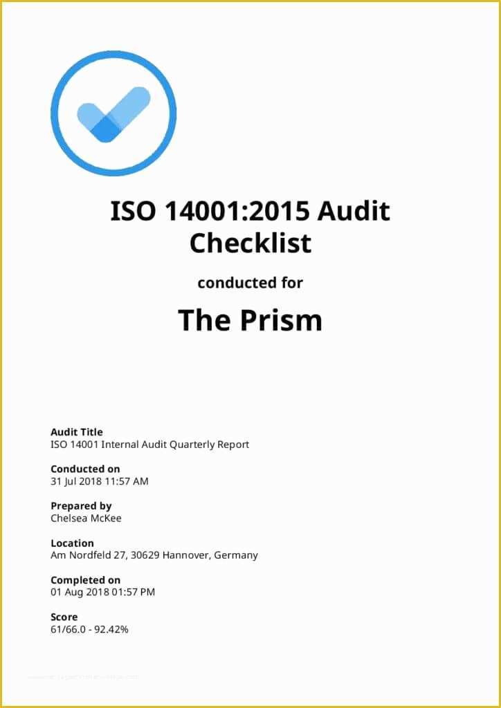 Iso 14001 2015 Template Free Download Of iso Checklist [free Download] Iauditor