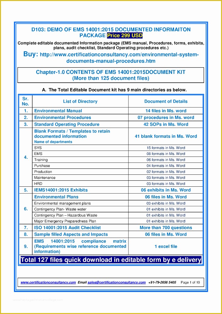 Iso 14001 2015 Template Free Download Of Ready Referance tool for Ems 2015 Authorstream