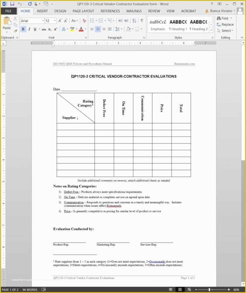 53 iso 9001 forms Templates Free