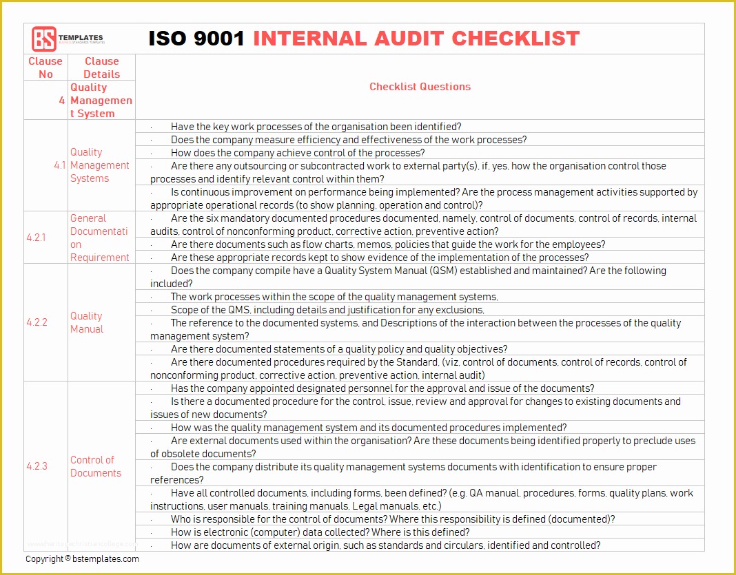 Iso 9001 forms Templates Free Of 15 Internal Audit Checklist Templates Samples Examples