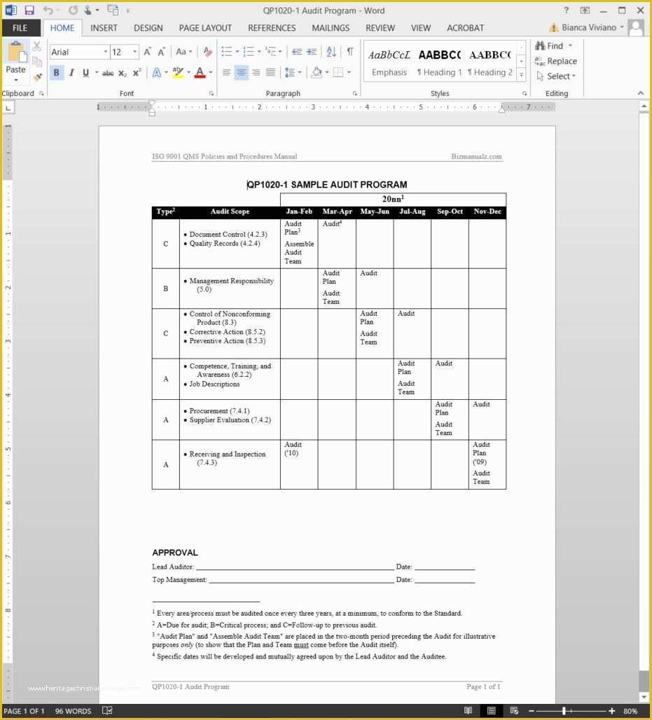Iso 9001 forms Templates Free Of Audit Program iso Template