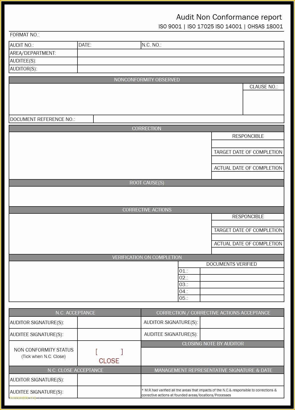 Iso 9001 forms Templates Free Of Unique 26 Fresh Corrective Action form Template