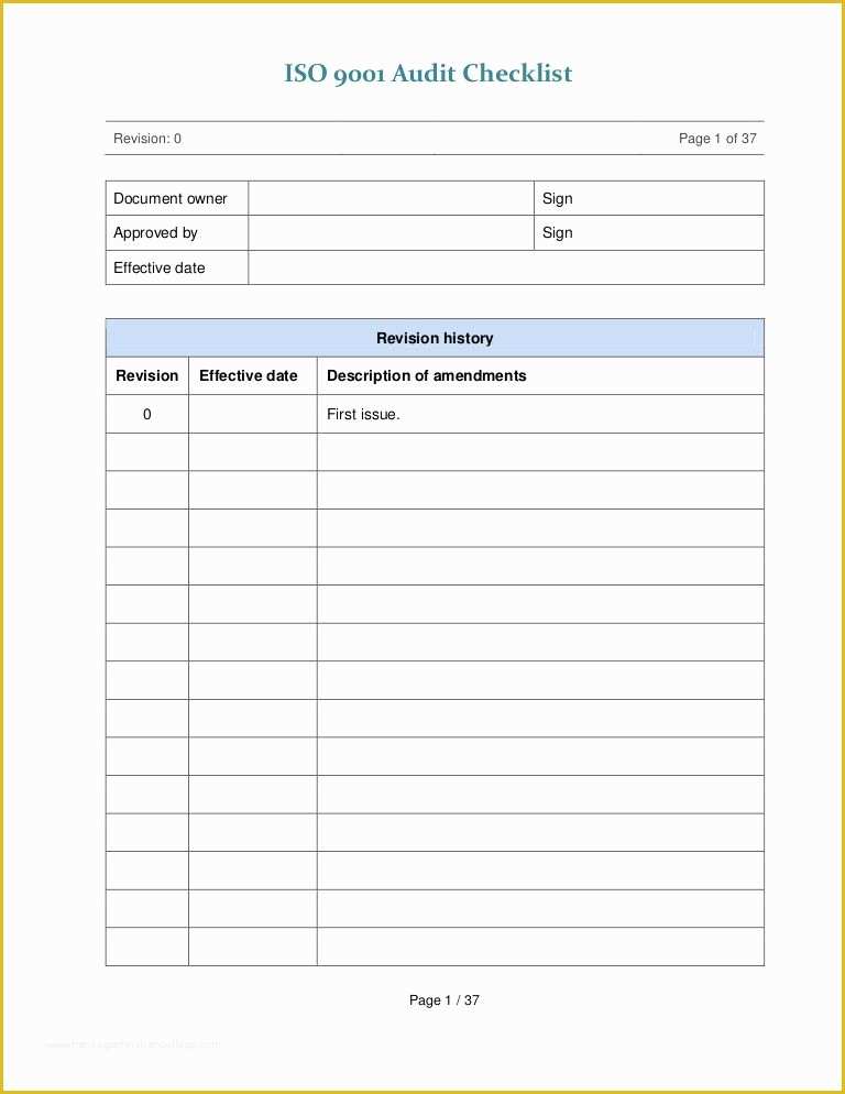 Iso 9001 Templates Free Download Of Free iso 9001 forms Templates Free – Free Template Design