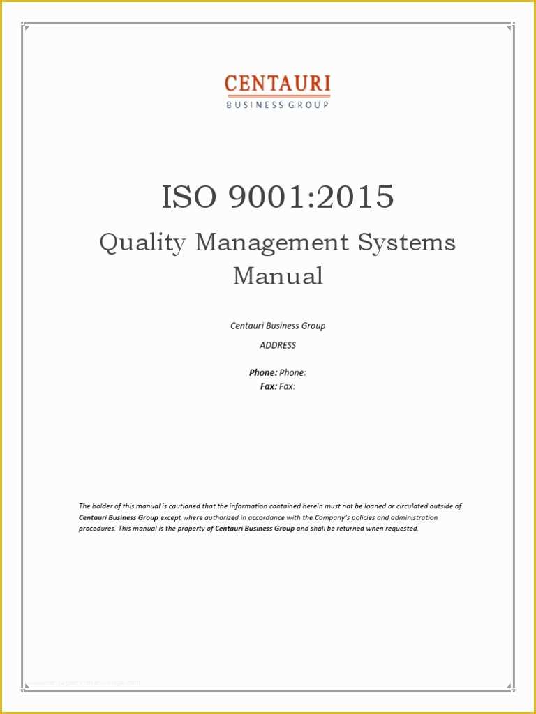 Iso 9001 Templates Free Download Of iso 9001 2015 Quality Manual Preview