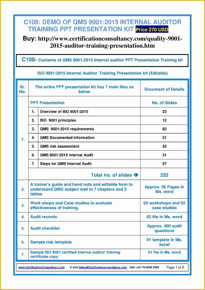 Iso 9001 Templates Free Download Of Training Presentation On Qms 9001 2015 Authorstream