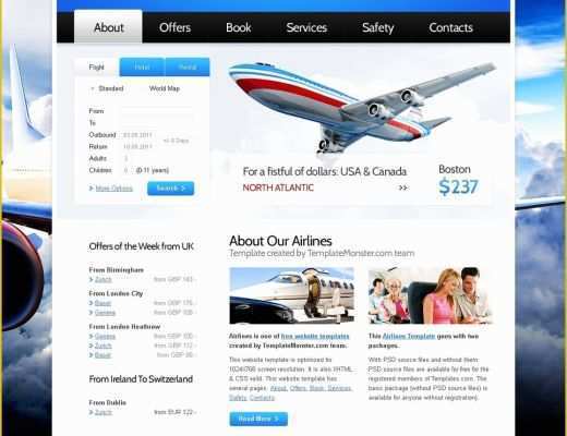 It Website Templates Free Of Free Website Template for Airlines Pany