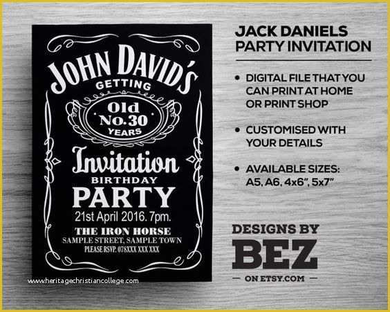 Jack Daniels Invitation Template Free Of Etsy Jack O Connell and Parties On Pinterest