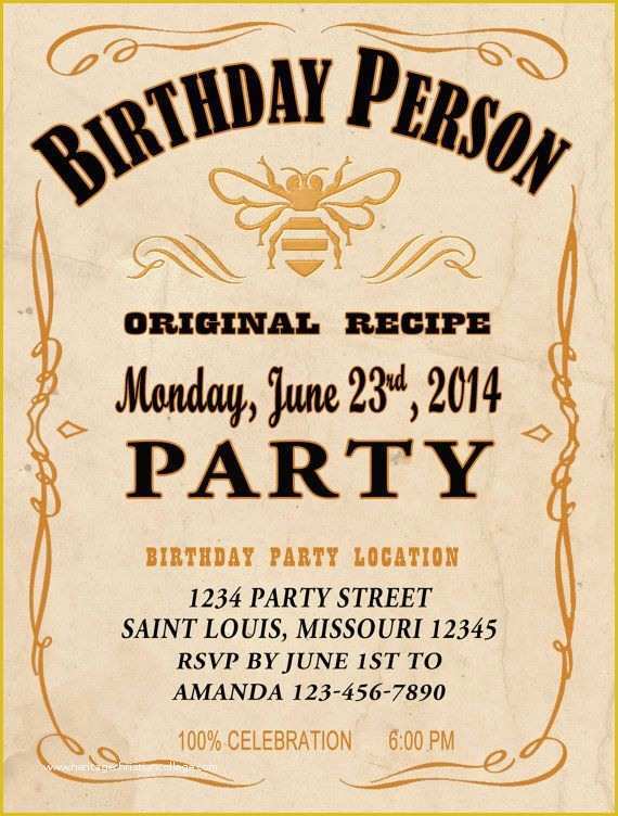 Jack Daniels Invitation Template Free Of Honey Style Jack Daniels Whiskey Birthday Invitation Pdf