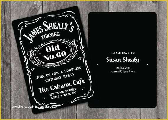 Jack Daniels Invitation Template Free Of Jack Daniels themed Birthday Party Invitations Printed or