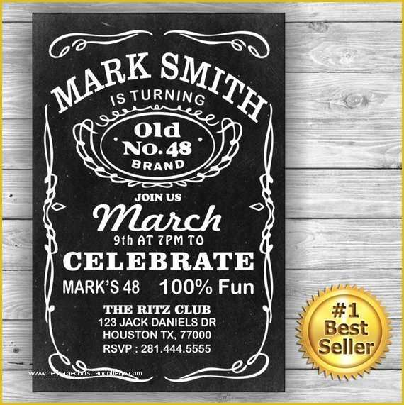 Jack Daniels Invitation Template Free Of Whiskey Label Birthday Invitation Inspired Him Her