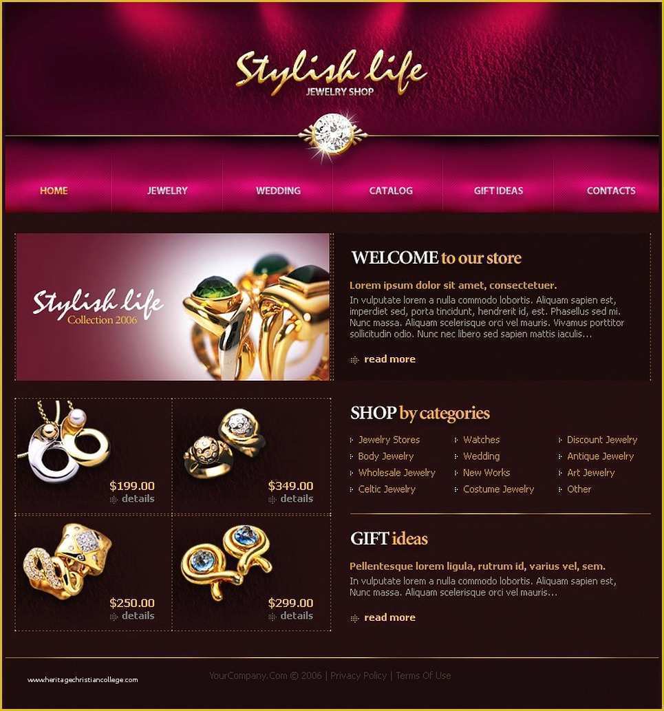 Jewellery Website Templates Free Download Of Jewelry Website Template 