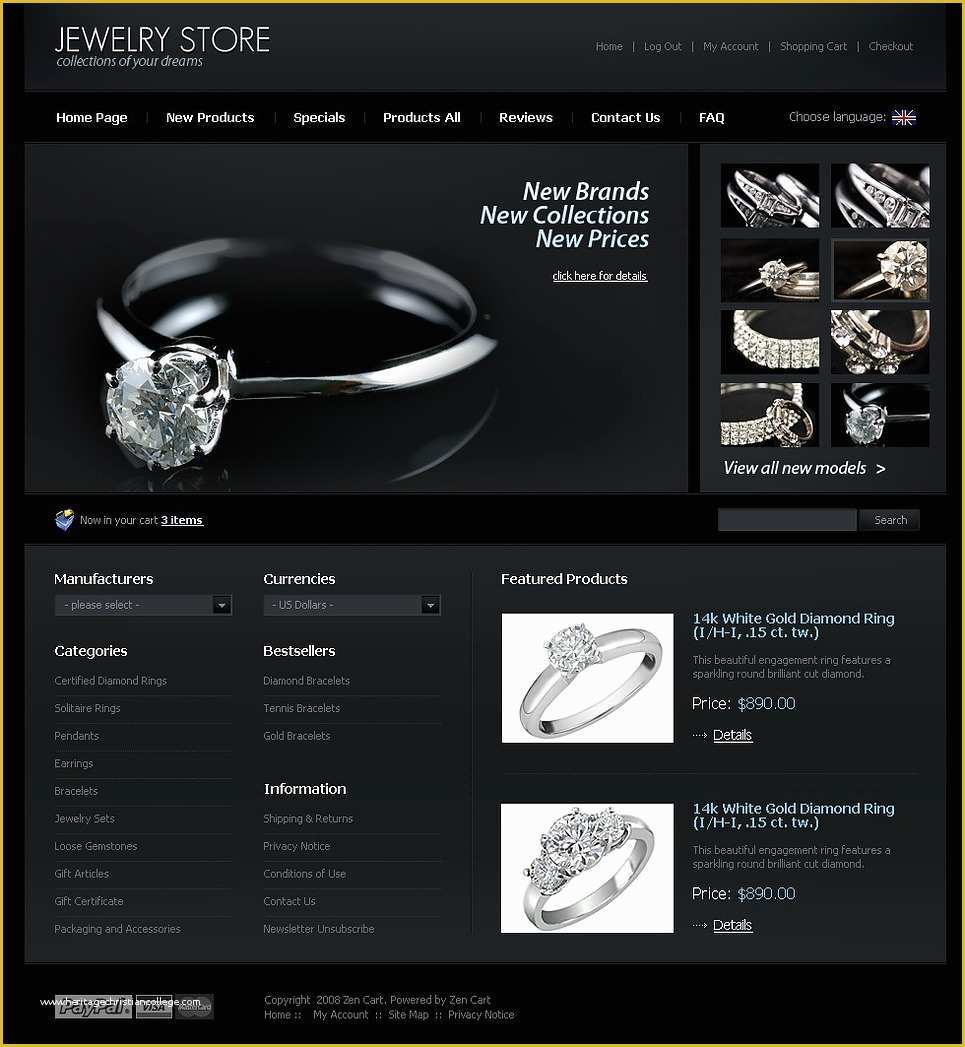 Jewellery Website Templates Free Download Of Jewelry Zencart Template